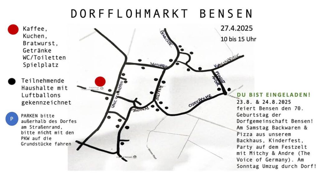 Dorfplan Dorfflohmarkt Bensen