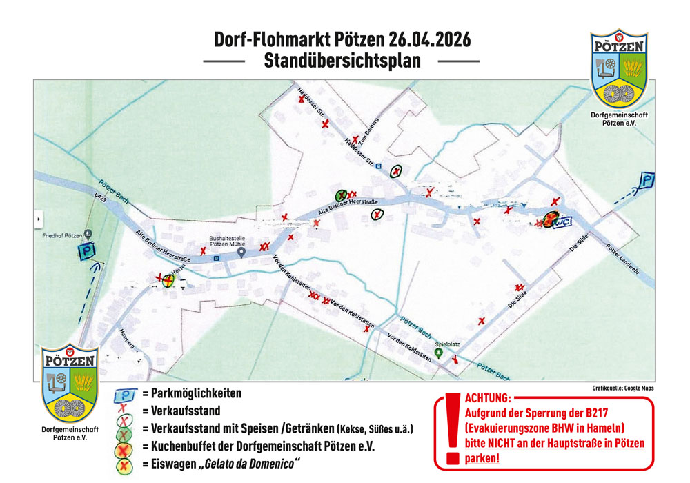 Dorfplan Dorfflohmarkt Pötzen // © Dorfgemeinschaft Pötzen